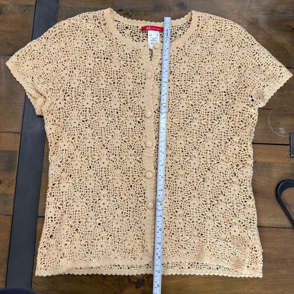 Anne Klein Crochet Button-Up Top - Picture 7 of 8